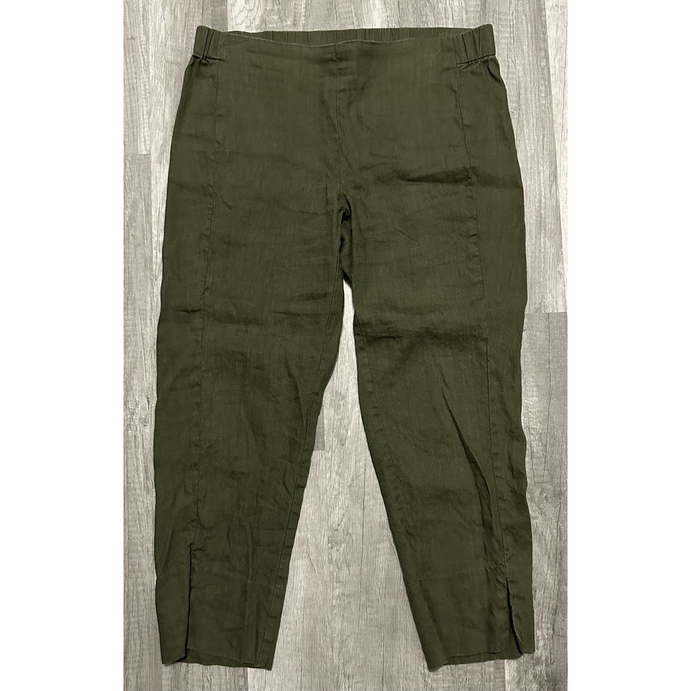 J Jill Pants Small‎ Petite Green Linen Stretch Pull On Cropped Capris Everyday